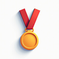 Golden Medal with Red Ribbon - Achievement and Victory