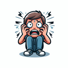 vector image of a panicked and scared person