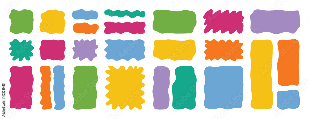 Fototapete hand drawn organic liquid rectangle frame shapes set. vector fluid square blobs. wavy irregular abst