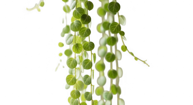 String of pearls plant with round green leaves cascading isolated on transparent background