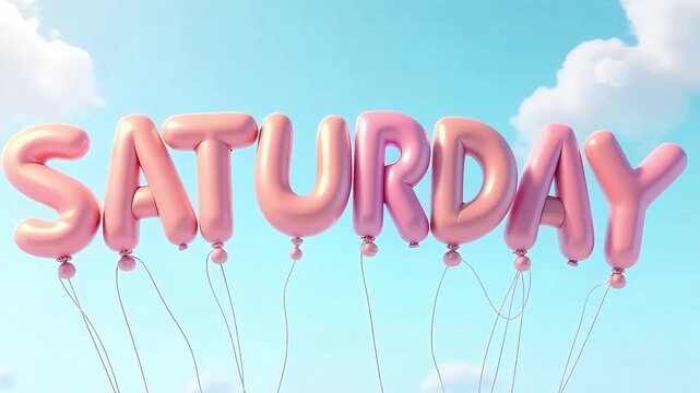 Fun and playful &ldquo;SATURDAY&rdquo; balloon text animation&mdash;great for weekend videos, party invites, or kid-friendly promotions.