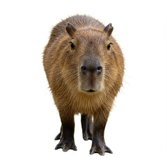 Inviting Capybara Approaching on White Background in High Detail, 8K Resolution.