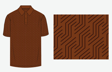 Modern seamless geometric line pattern with dark brown lines on a warm brown background, perfect for polo shirt prints, menswear textiles, and contemporary surface pattern design.