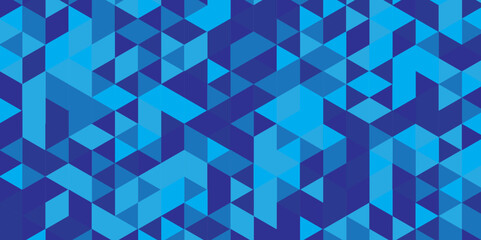 Modern triangle mosaic blue Background. Overlap random vector element. Business polygonal texture. Abstract low polygon Geometric banner wall background. Seamless Abstract polygon.	