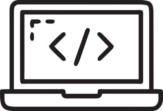 Laptop with Code Icon: Programming and Web Development Symbol