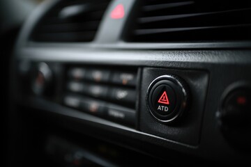 Close-up of car hazard warning button