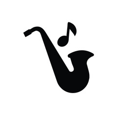 Minimalist Silhouette of a Saxophone with Music Notes