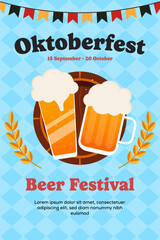 oktoberfest beer festival poster illustration in flat design