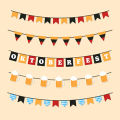 garland collection for oktoberfest beer festival in flat design
