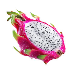 Brightly colored dragon fruit cut in half, showcasing its unique texture and appearance in a bright setting