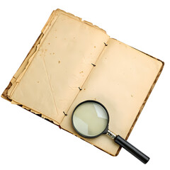 Antique Book and Magnifying Glass: Unveiling Hidden Details