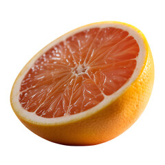 Juicy citrus fruit slice vibrant pink flesh isolated on a transparent background grapefruit