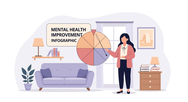 Illustrative Presentation Of Mental Health Improvement Strategies At Home - Powered by Adobe