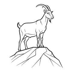 Hair-covered Goat True Identity Phase - Goat vector - Goat Line art - Goat Drawing - Vector Lineart of Goat - goat icon - outline of goat

