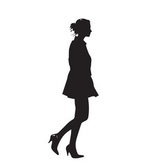 vector illustration of woman silhouette set walking, Black & White silhouette set 
