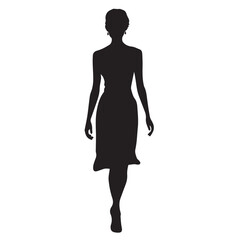 vector illustration of woman silhouette set walking, Black & White silhouette set 