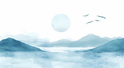 Quiet Serenity of a Misty Mountain Landscape