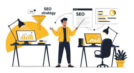 Strategic Seo Improving Website Visibility And Online Growth Illustration