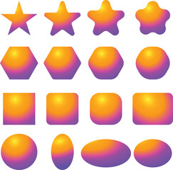 Set of Purple Gradient Shapes Isolated on White Background