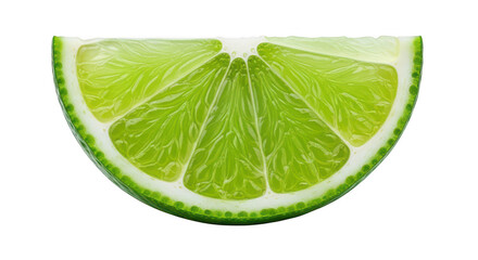 Fresh lime wedge isolated on transparent background