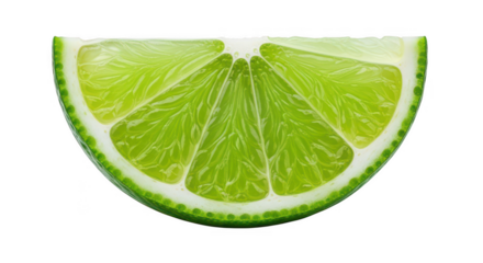 Fresh lime wedge isolated on transparent background