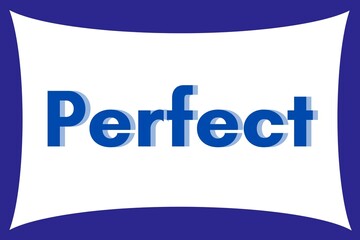 blue perfect typography on white background with blue border design