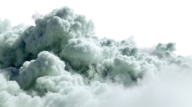 Fluffy clouds in various shades of white and gray against a transparent background.