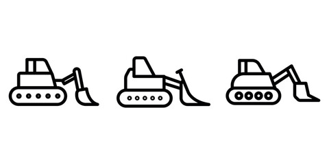 bulldozer outline or line icon design bundle.