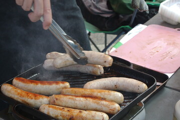 sausages on the grill