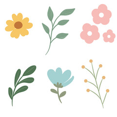 set of floral elements