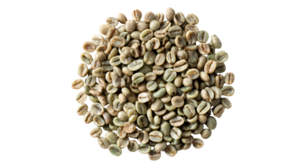 Green coffee beans on a white isolate background.
