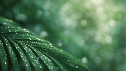 熱帯植物の葉に付いた水滴のマクロ写真_2