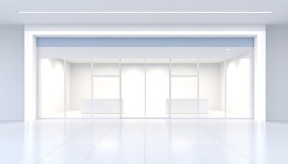Modern minimalist white office lobby.