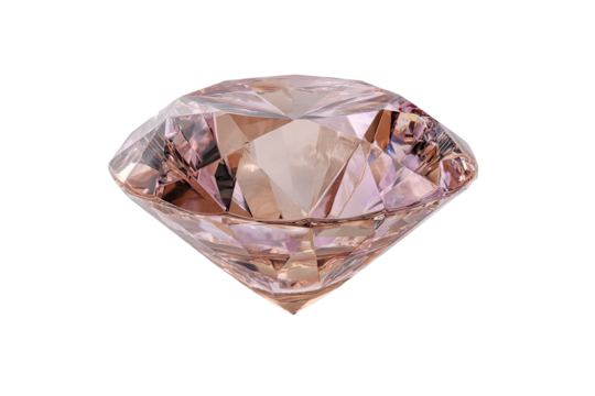 A pale pink diamond, facets gleaming