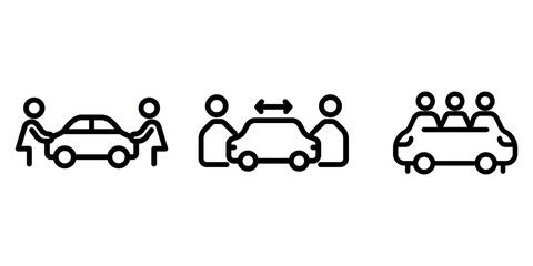 carpool outline or line icon design bundle.