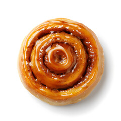 Fototapeta premium Golden Cinnamon Roll with Glaze, Top View
