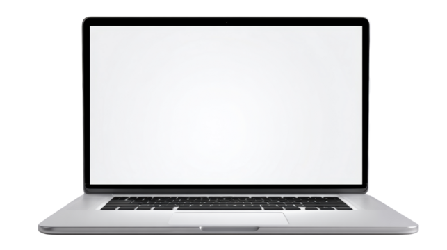Modern laptop with blank screen, ideal for presentations and digital content creation, isolated on a white background. - Powered by Adobe