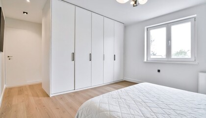 Modern white bedroom interior.