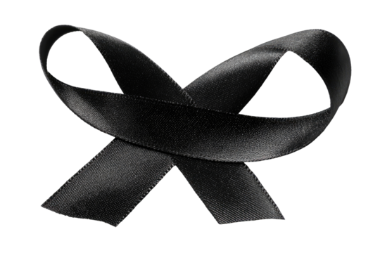 A black ribbon in an X shape, like a bow