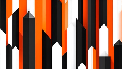Abstract geometric pattern with vertical stripes of orange, black, and white