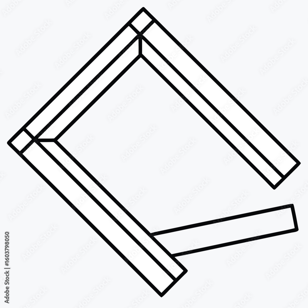Poster geometric illusion of an impossible cube or optical art structure with sharp angles and lines
