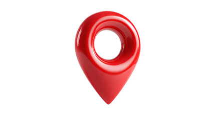 Red location pin, symbolizing GPS navigation, white isolate background.