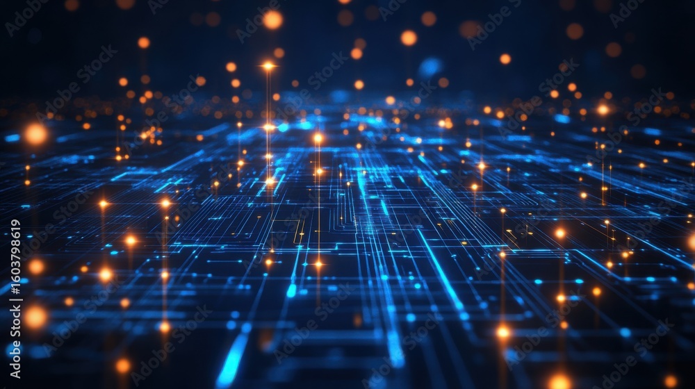 Poster modern microcircuits and glowing leds create a captivating atmosphere of innovation and technology i