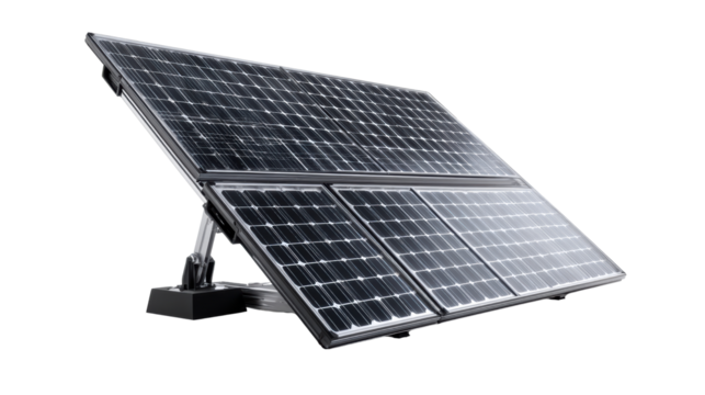Solar panel on a white isolated background, showcasing renewable energy technology.