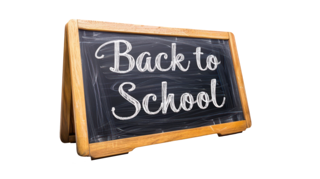 "Back to School" written on blackboard concept isolated on white or transparent png