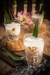 Lod chong in coconut milk, dessert of Thailand