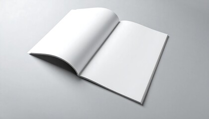 Open Blank Magazine Mockup with Gray Background.