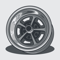 Car wheel illustration for conceptual design. Separated layers, easy to edit or change the colors in your vector supported software.