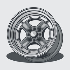 Car wheel illustration for conceptual design. Separated layers, easy to edit or change the colors in your vector supported software.