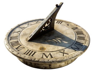  a weathered stone sundial featuring classic roman  isolated on white background PNG, AI GENERATED